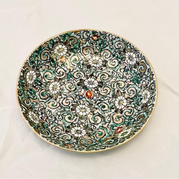 Source Unknown Other - Japanese Porcelain Chintz-style Trinket Bowl, Gold accents, Cloisonne, Vintage